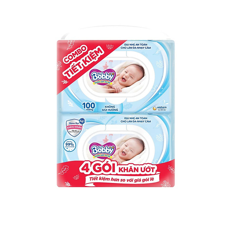 Mua Combo 4 Gói Khăn Ướt Bobby Care Đảm bảo Ưu đãi