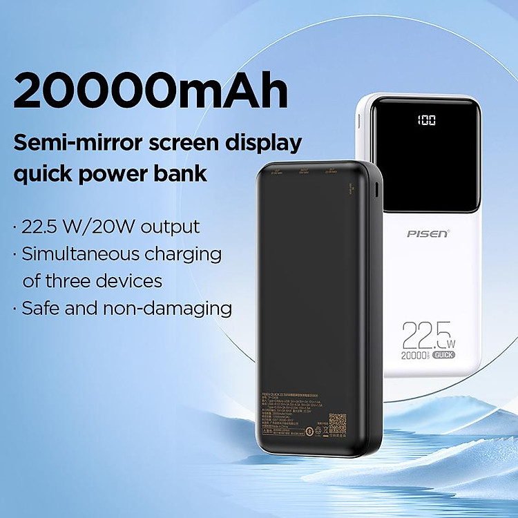 Sạc Dự Phòng Pisen Quick Semi 20000mAh (Màu Đen) - Ảnh 3