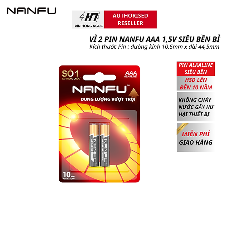 Pin NANFU Alkaline AAA 1,5V siêu bền bỉ - Hàng chính hãng