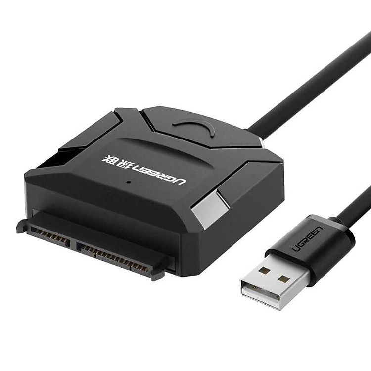 Ugreen 20215 25CM màu Đen Bộ chuyển đổi USB 2.0 sang SATA ổ cứng hỗ trợ nguồn CR108 - Hàng chính hãng