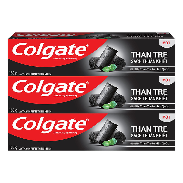 Bộ 3 Kem đánh răng Colgate Than tre sạch thuần khiết từ Hàn Quốc 180g/ tuýp