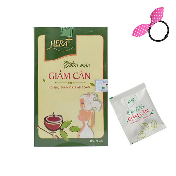 Trà Thảo mộc Hỗ Trợ Giảm cân Hera Plus (30 viên) - Tặng Kèm Cột Tóc Tai Thỏ Màu Ngẫu Nhiên