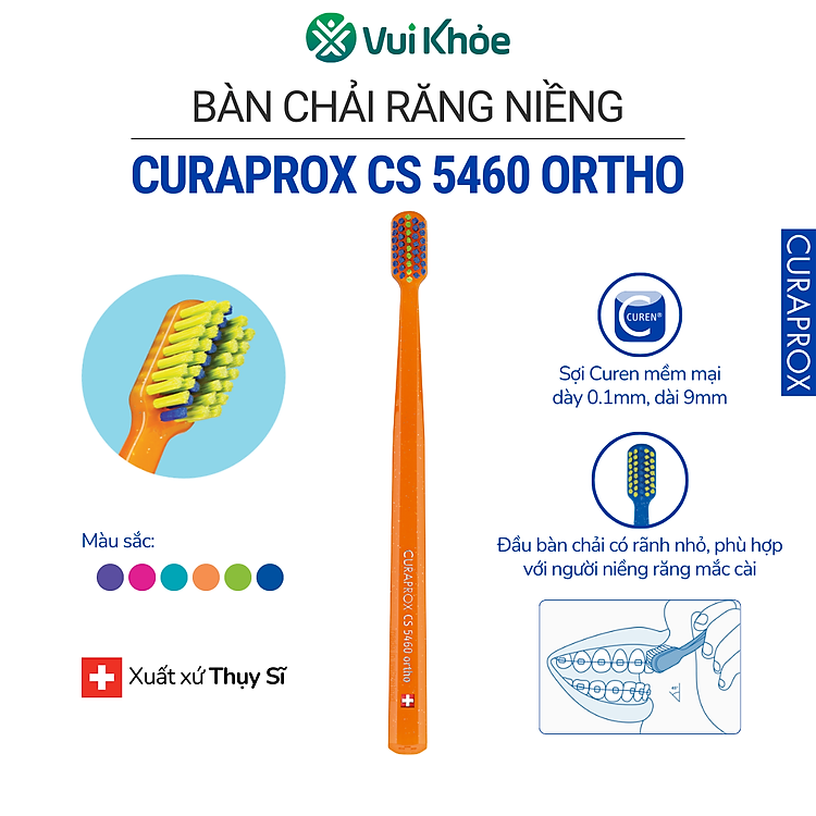 Bàn chải cho răng niềng Curaprox CS 5460 Ortho Ultra Soft | Vỉ 1 cây | Mã SP 73327178