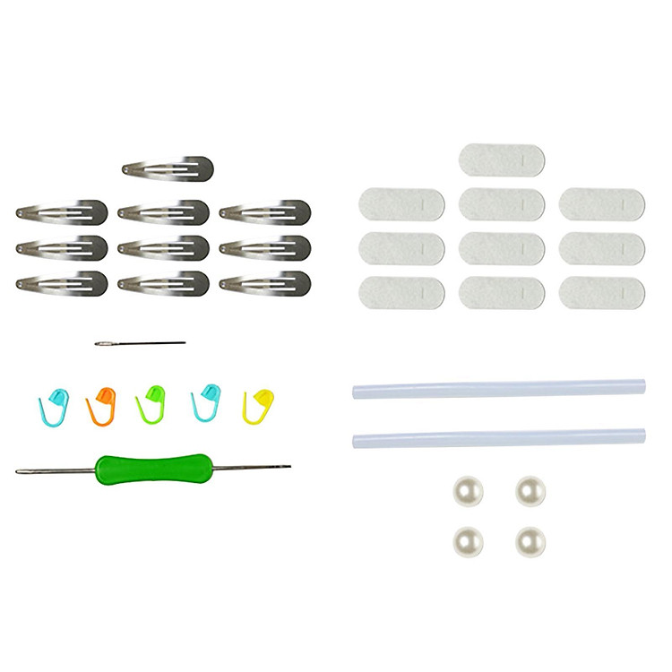 Crochet Hair Cilps Kit Classic Macaron Crocheting Craft for Birthday Gift