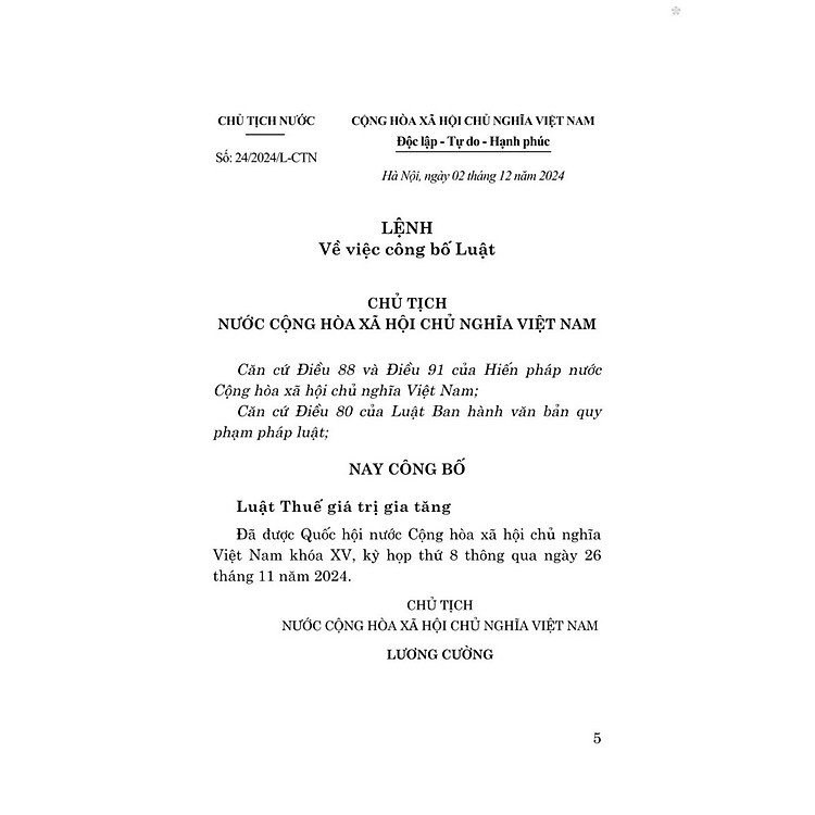 Luật thuế giá trị gia tăng năm 2024 - bản in 2025 - Ảnh 3