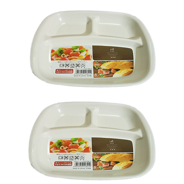 Combo 2 khay ăn chia 3 ngăn cho bé nội địa Nhật Bản