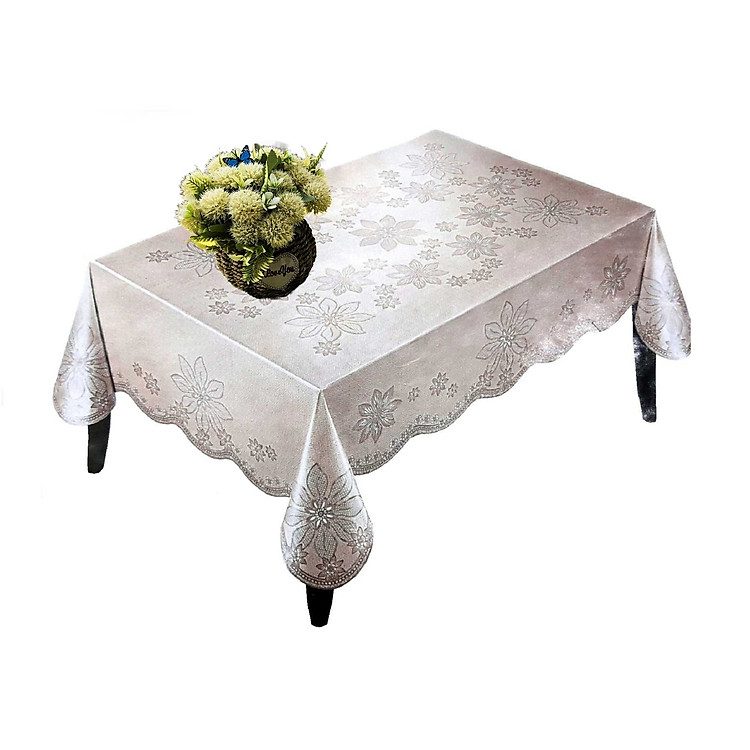 Khăn Trải Bàn PAULEE - PWL 241 (147cm x 230cm) hoa văn nổi, sang trọng, nhựa PVC dẻo không thấm nước