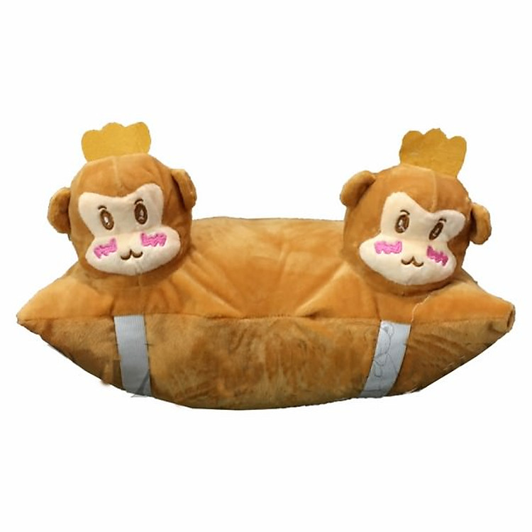 Gối Đi Xe Bảo Vệ Đầu Cho Bé Khỉ 2 Đầu Ngộ Nghĩnh - Nâu