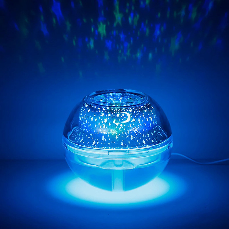 Đèn Chiếu Sáng Ban Đêm Nhiều chế độ màu Và Khuếch tán tinh dầu, Tạo Độ Ẩm USB Crystal Night Light Projection Humidifier 500ml