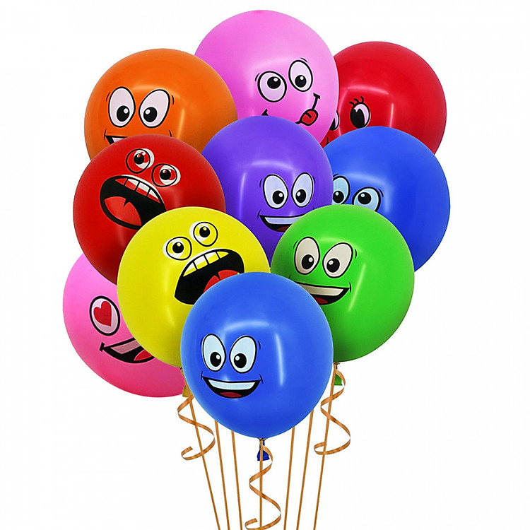 10 bong bóng cao su mặt cảm xúc nhiều màu