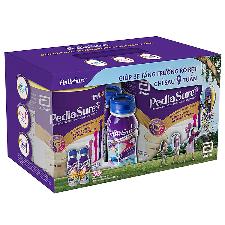 Hộp Quà Abbott: 2 lon Sữa Bột Abbott Pediasure 850g + 2 Chai Sữa Nước Abbott Pediasure 237ml