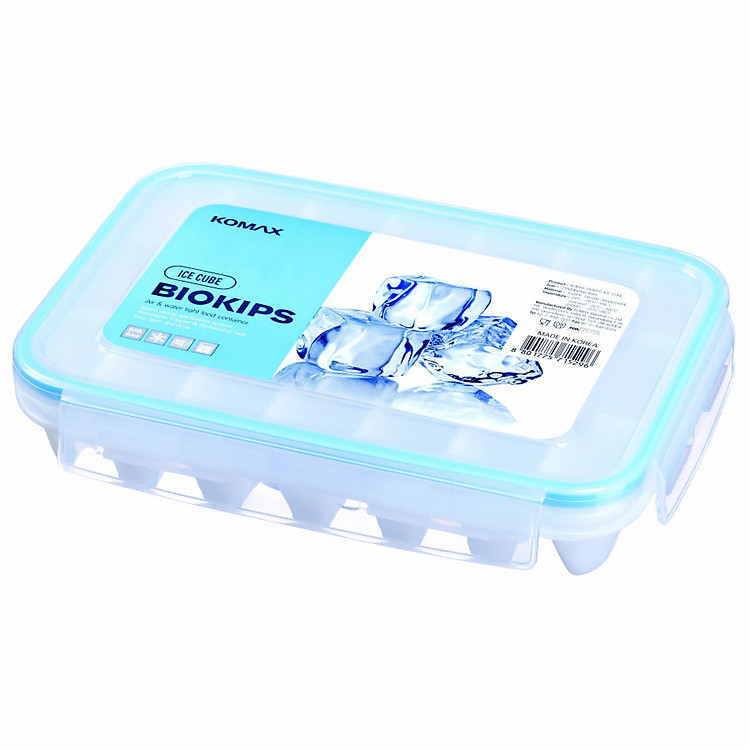 Khay đá 21 viên kháng khuẩn nắp kín 100% Komax Biokips cao cấp Hàn Quốc (Asobu)