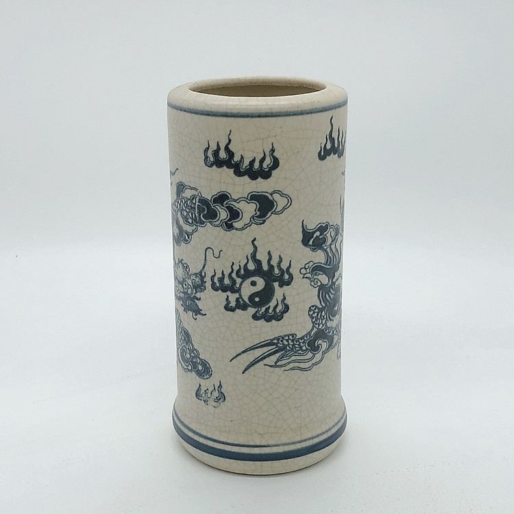 Ống đựng hương men rạn - họa tiết Long Phụng