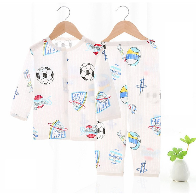 Bộ đồ ngủ cho bé trai từ 0-2 tuổi - Quần áo dài tay, vải mát nhẹ (DNBT001)