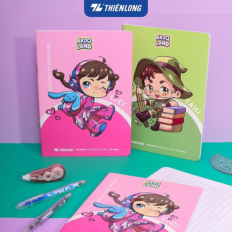 Tập Học Sinh Chống Lem 48 Trang 4 Ô Ly Vuông 2.5mm 120gsm Thiên Long (Combo 5)