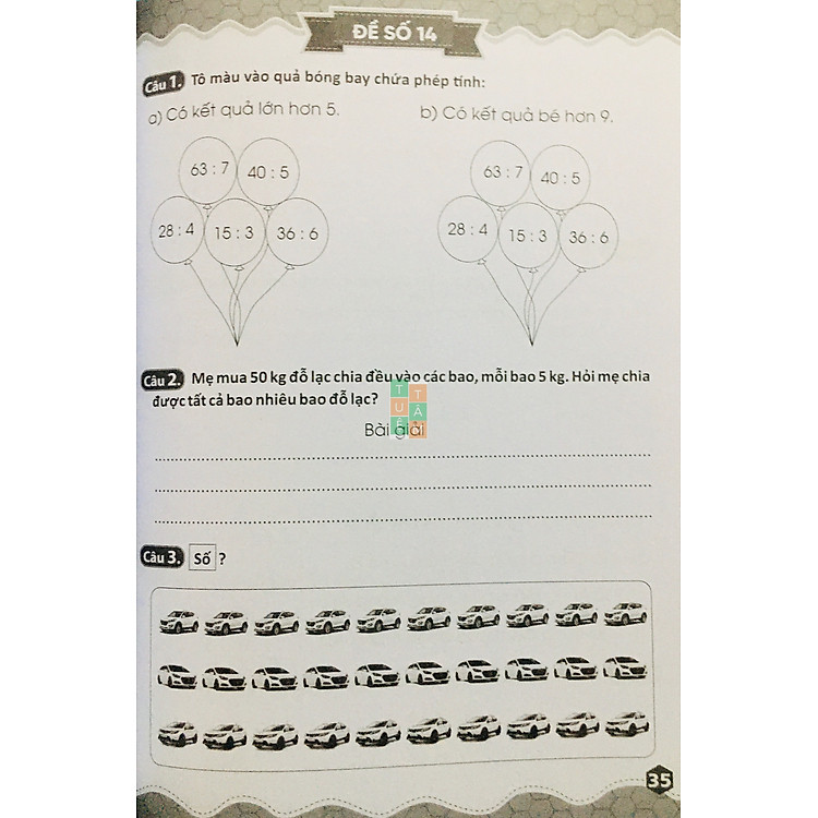 45 Đề Ôn Luyện và Kiểm Tra Toán 3 - Ảnh 3