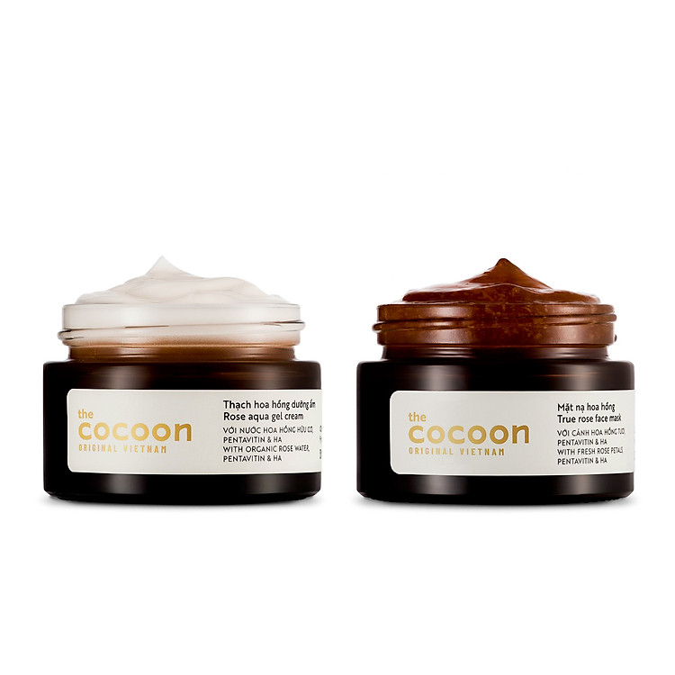 Bộ mặt nạ hoa hồng cocoon 30ml + thạch hoa hồng dưỡng ẩm cocoon 30ml