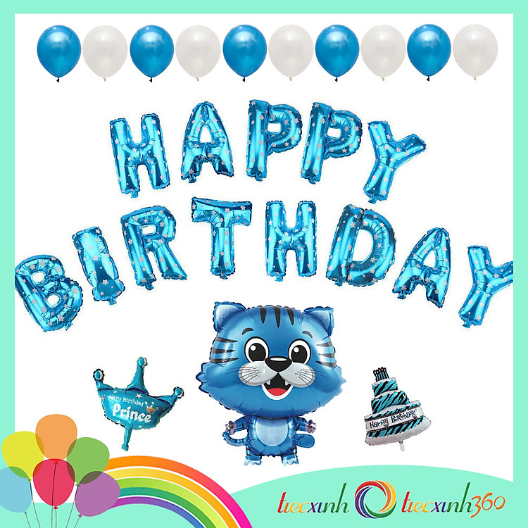 Bong bóng trang trí sinh nhật hình con cọp (xanh)