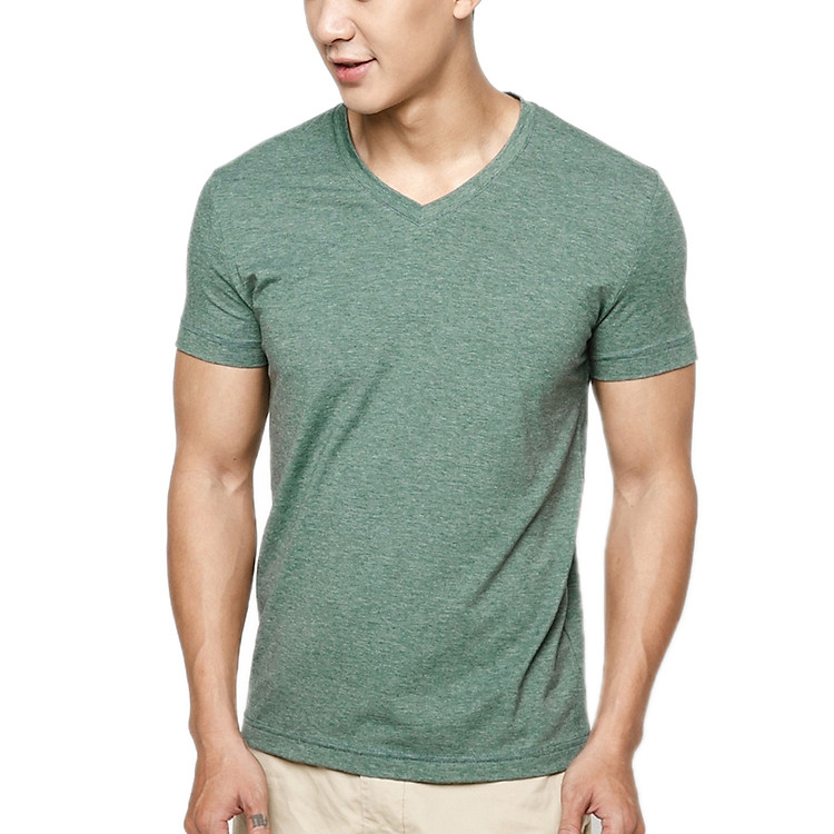 Áo Thun T-shirt Nam Cổ Tim (Xanh Rêu)