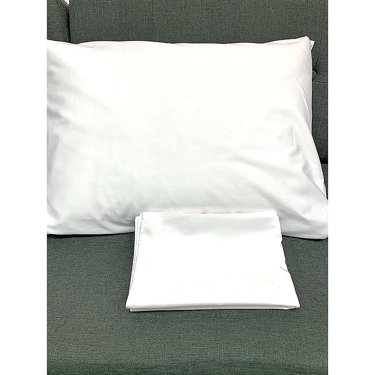 Bộ 2 Vỏ gối 53x73cm, trắng trơn, 100% cotton thương hiệu Canasin