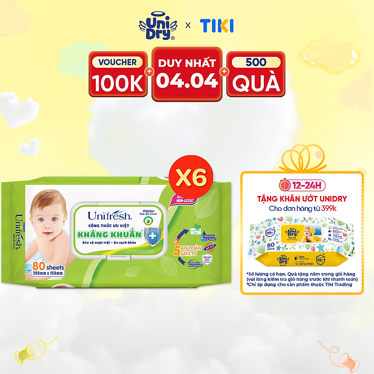 Tham Khảo tại ConCung: Combo 6 Khăn Ướt Unifresh Aloevera , nhận ngay nhiều Ưu đãi
