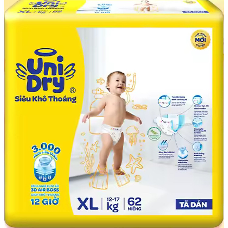 Tham Khảo tại ConCung: Tã dán Unidry XL62 cho bé 12-17kg , nhận ngay nhiều Ưu đãi