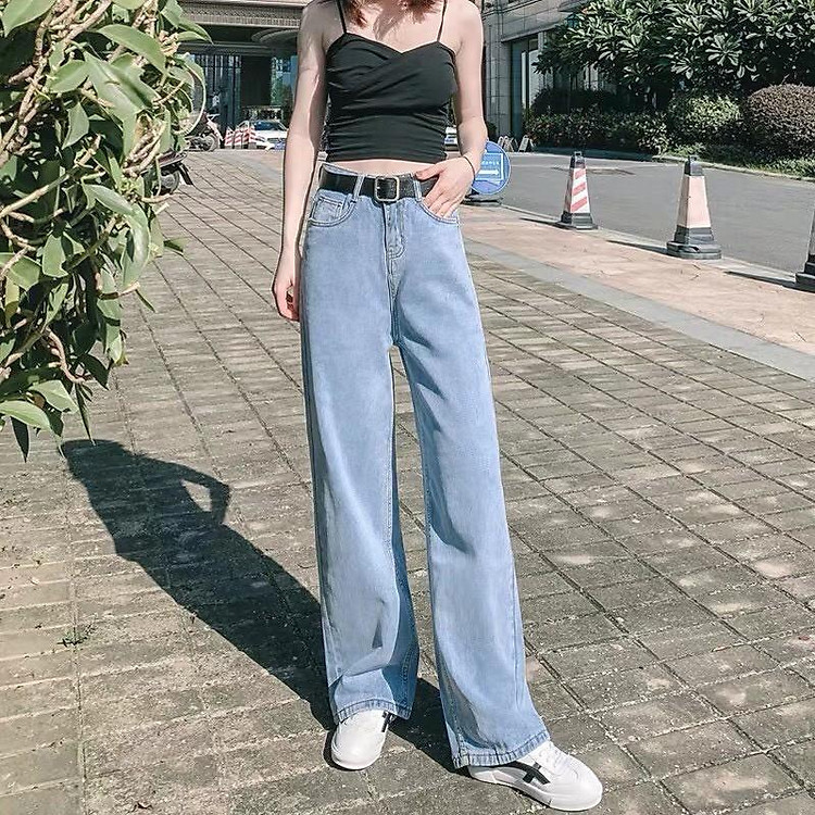 Quần jean nữ ống rộng suông form đẹp lưng cao, quần bò ống rộng nữ tính có bigsize
