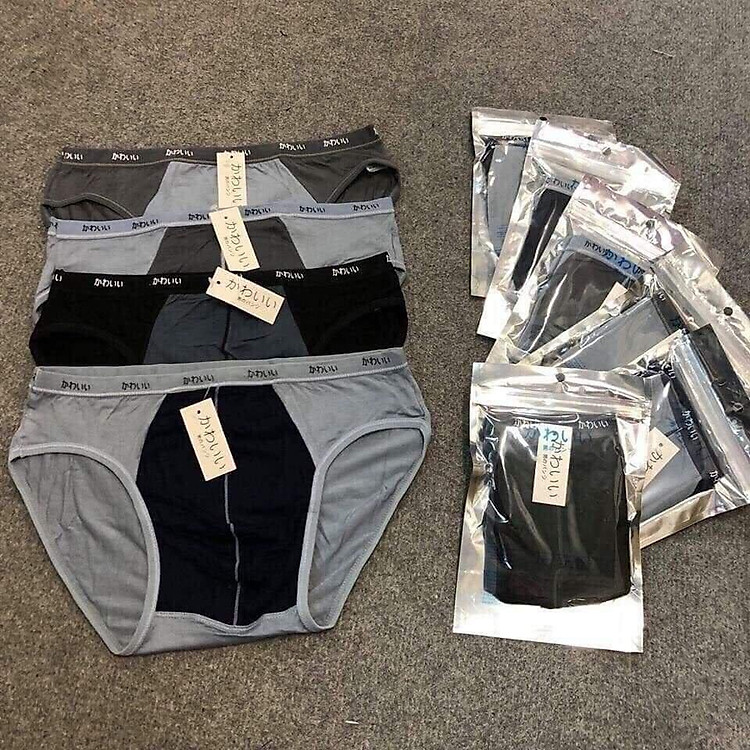 Quần lót nam cotton lụa phối 2 màu túi zip bạc 2601 – Thoáng mát, co giãn, đóng gói cao cấp (Size M-3XL)