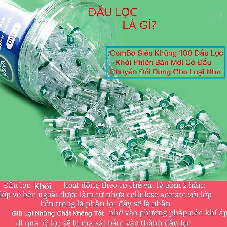 Hộp 100 Đầu Lọc Bảo Vệ Sức Khoẻ Có Đầu Chuyển - Ảnh 4