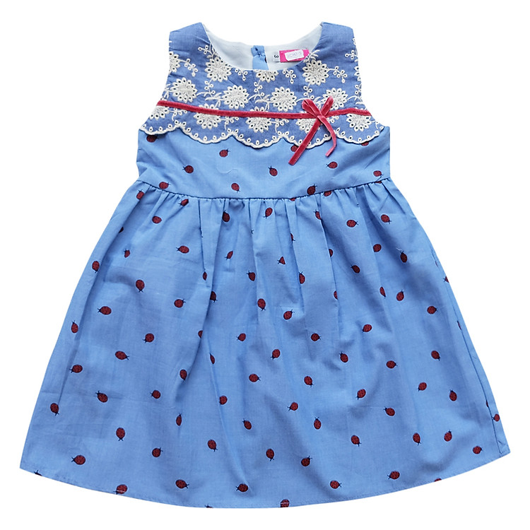 Đầm Bé Gái Thêu Cổ CucKeo Kids T121834