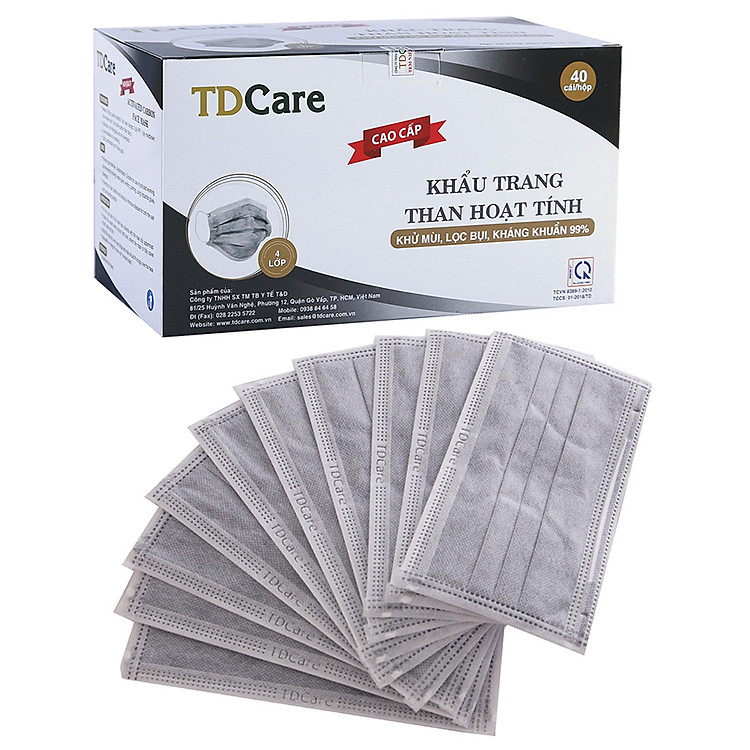 Khẩu trang than hoạt tính TDCare 4 Lớp (40 Cái/Hộp)