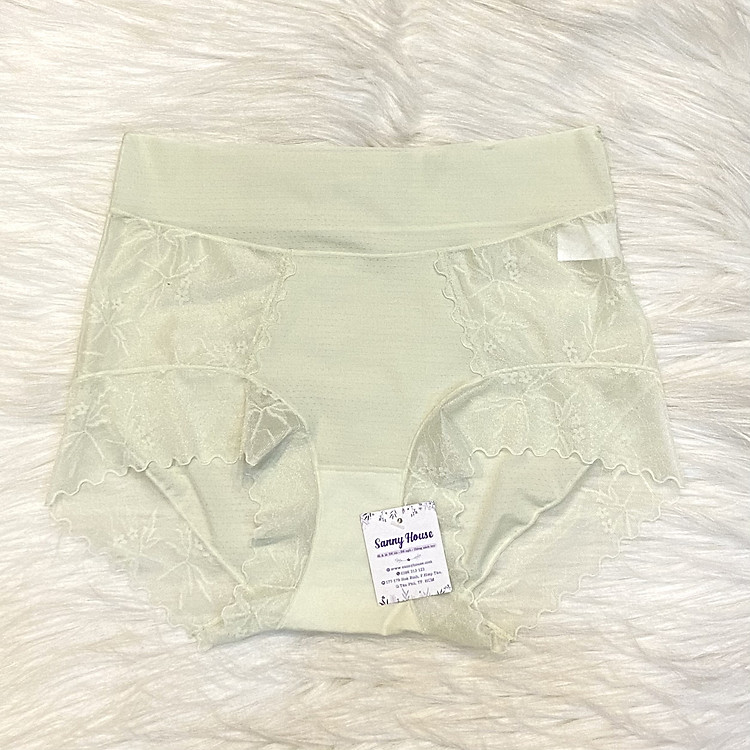 Quần lót nữ lưng cao 7802 ren lưới mềm mại ôm body thon gọn không lộ viền may
