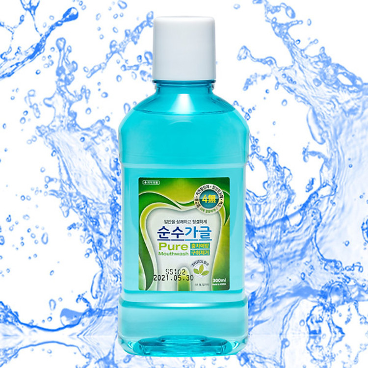 Nước súc miệng nhập khẩu Hàn Quốc - Chai 300ml hương chanh, không cay dùng được cho người lớn và trẻ em