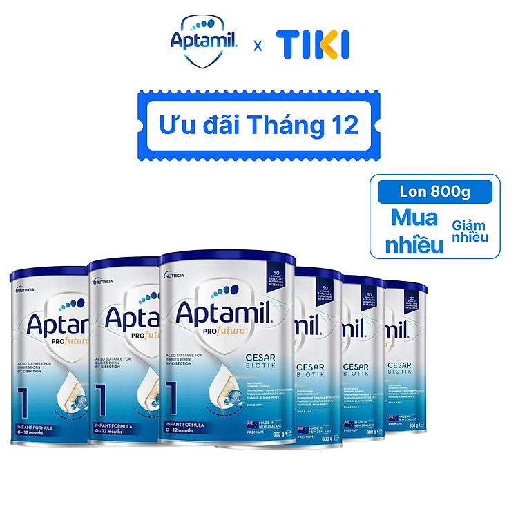 Combo 6 Sản phẩm dinh dưỡng công thức Aptamil Profutura Cesarbiotik 1 Infant Formula (Dành cho trẻ từ 0 - 12 tháng tuổi) - 800g