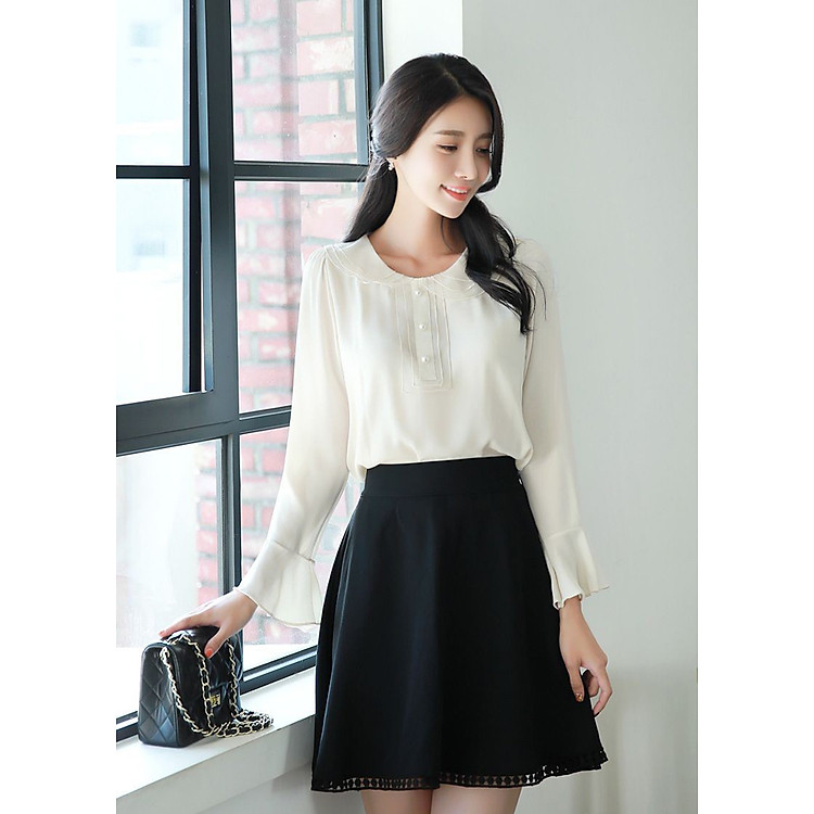 Chân Váy Xòe Lai Phối Ren