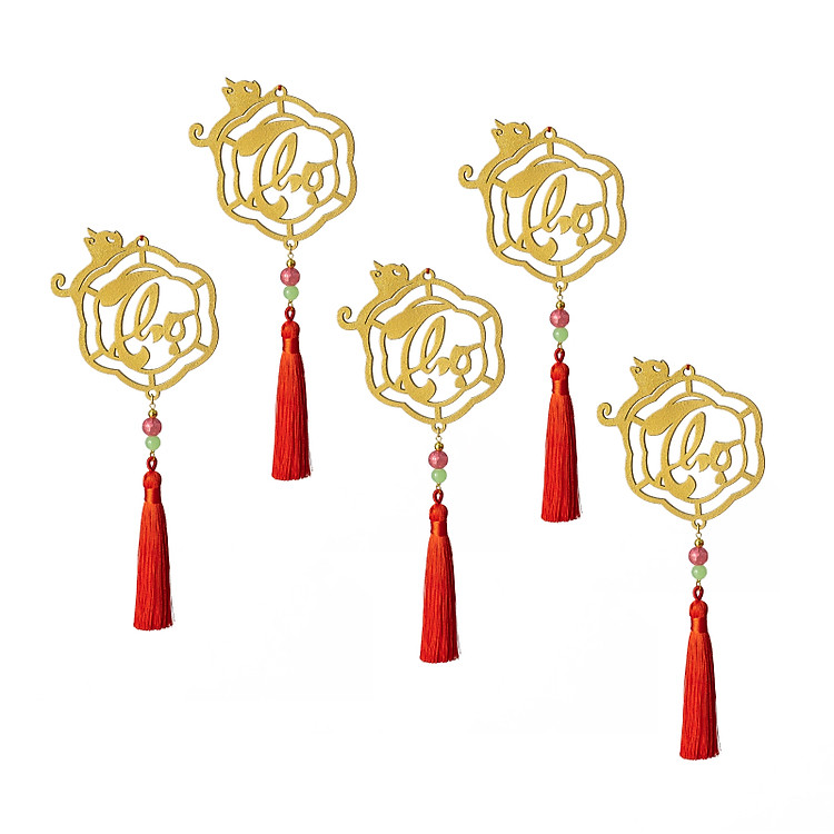 Dây Trang Trí Tết Thư Pháp Chữ Thọ Vàng (Bộ 5)