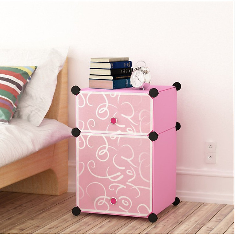 Tủ đầu giường lắp ghép 2 ô(1 ô nhỏ, 1 ô lớn) đa năng, sâu 37