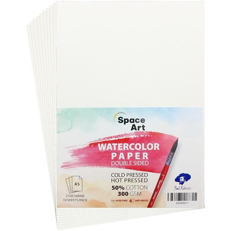 Giấy Vẽ Màu Nước A5 300gms (10 tờ)