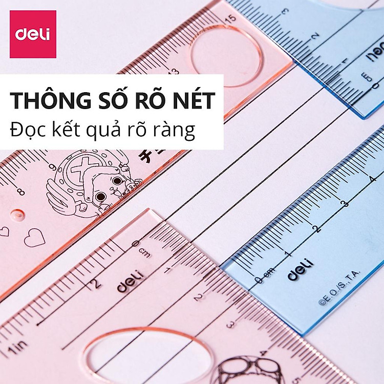 Bộ thước kẻ học sinh Deli (4 chiếc) - Ảnh 5