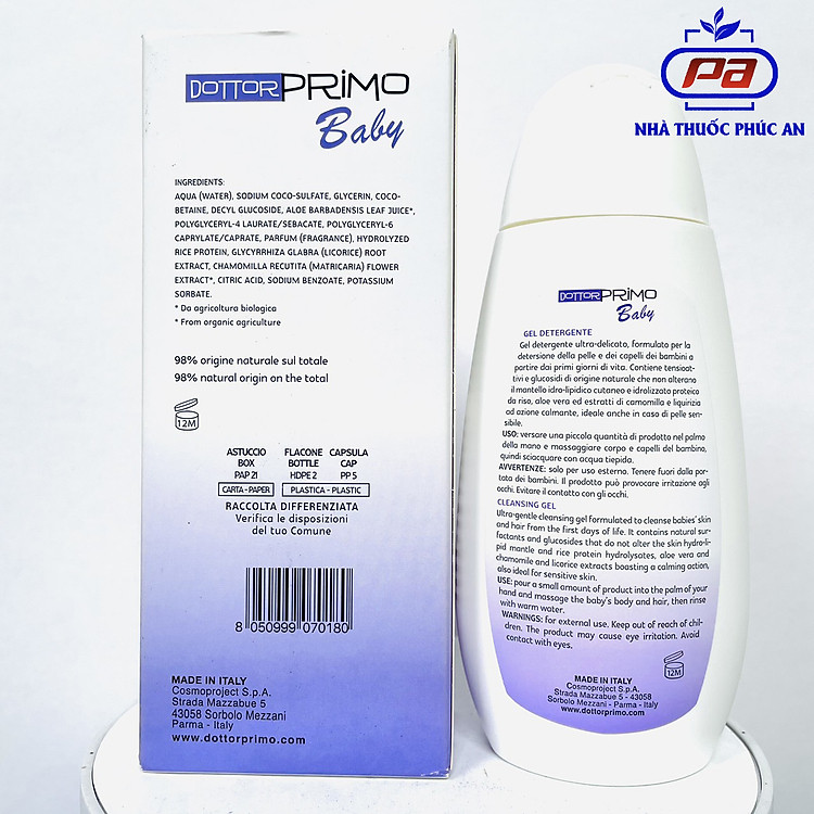 Sữa tắm gội DottorPrimo Baby 150ml Chính hãng Ưu đãi - Hình ảnh 3