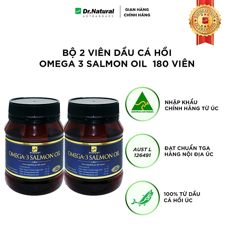 Bộ Sản Phẩm 2 Hộp Viên Dầu Cá Hồi DR Natural Omega 3 Salmon Oil 180 Viên | Hàng Chính Hãng