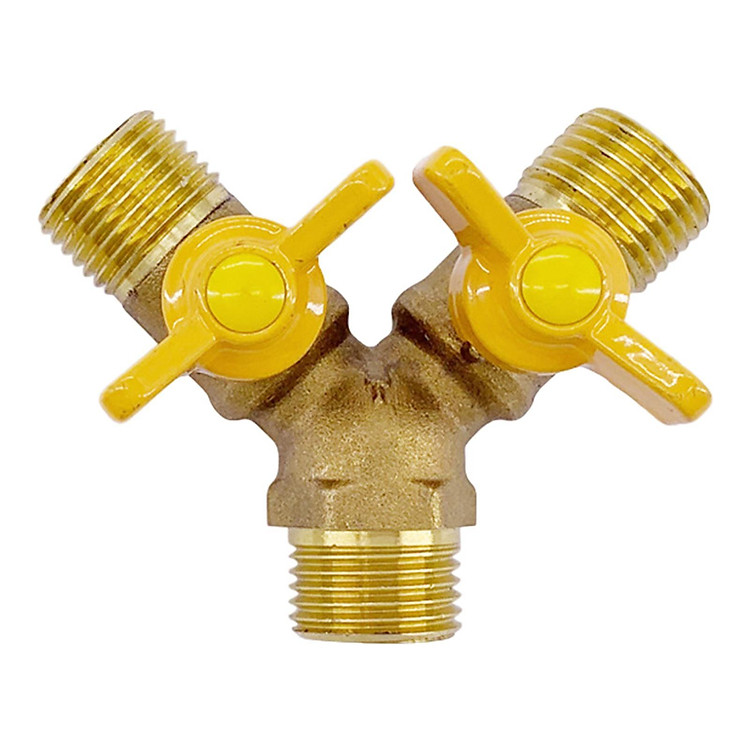 Brass Gas Pipeline Valve Natural Gas Hose Adapter Y Connector Splitter