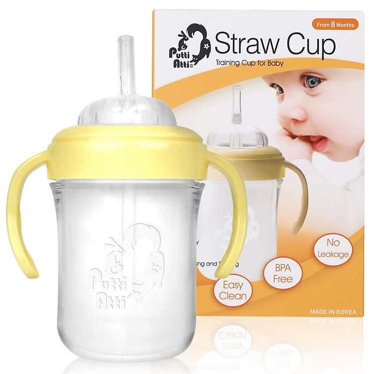 Bình tập uống nước dùng ống hút có tay cầm cho bé Putti Atti ( Hàng chính hãng Hàn Quốc)