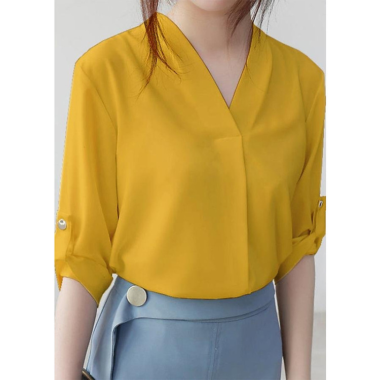 Áo sơ mi công ở kiểu áo sơ mi nữ xếp ly kèm phụ kiện ROMI 3099