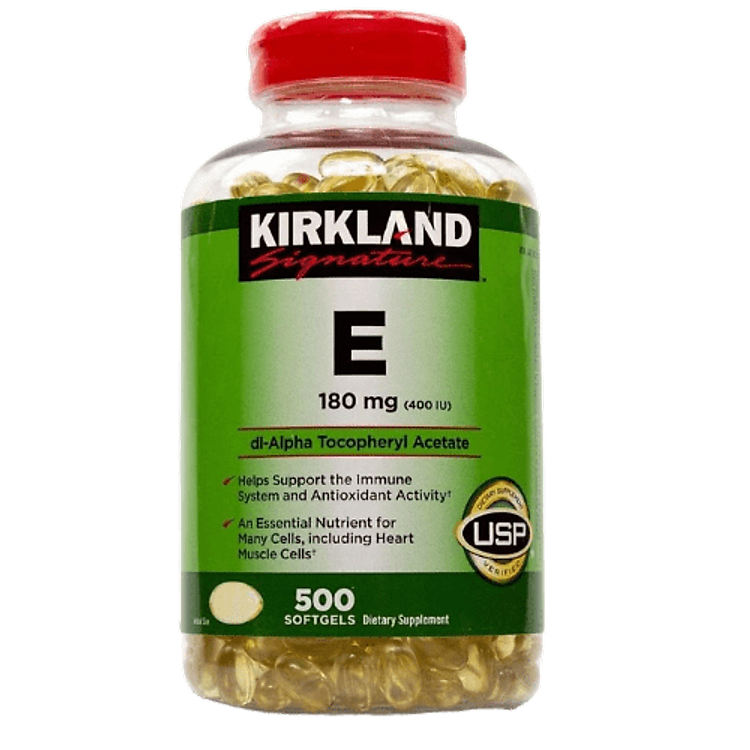 Viên Uống Bổ Sung Vitamin E Kirkland Signature Làm Đẹp Da 180mg (500 Viên)