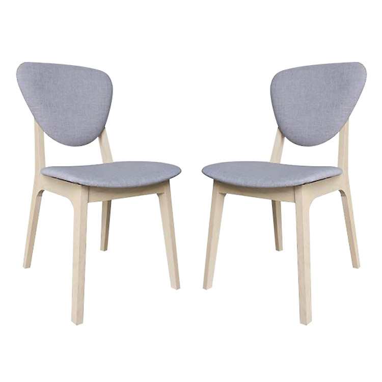 Combo 2 Ghế Bàn Ăn Rome Đệm Bọc Vải Màu Xám Chân Gỗ Sồi JYSK (53 x 86 cm)