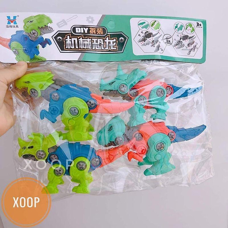 Mua tại Tiki: Bộ lắp ráp 4 xe khủng long Tovit Chính hãng Giá rẻ