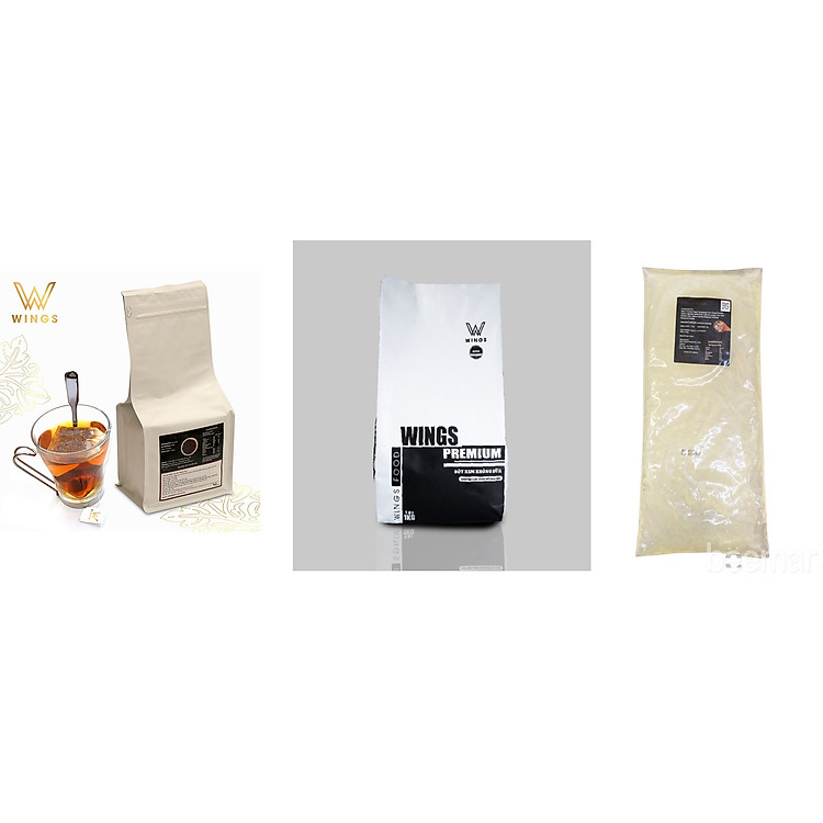 Combo Set Trà Sữa Trân Châu 3 Món Wings Tự pha (Bột Pha Trà Sữa 1 Kg, Trân Châu 2 Kg, Hồng Trà 20 gói 0,5 kg) - Pha Được 20 Cốc Trà Sữa SIZE 500 ML