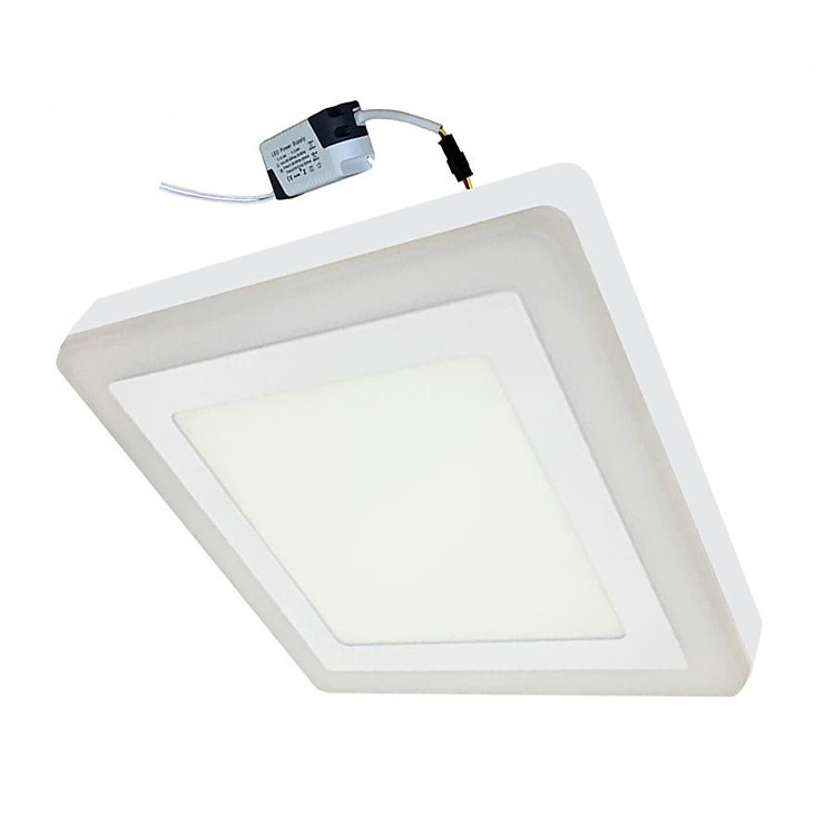 Đèn Led ốp trần 12w +4w vuông nổi 2 màu 3 chế độ sáng trắng+xanh LP-SoW12-B4
