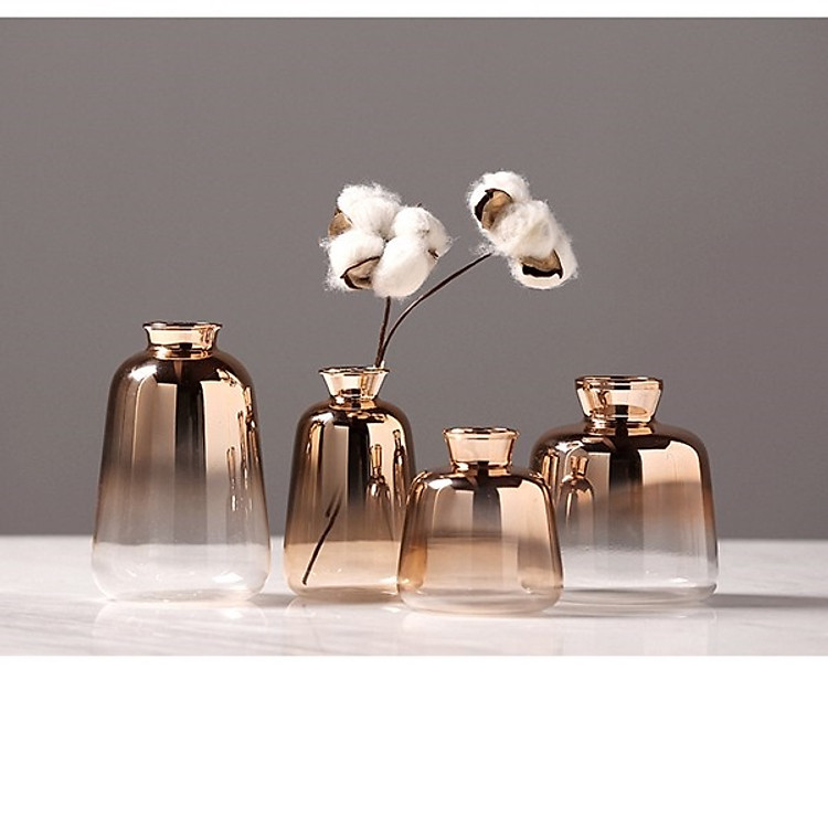 Set 4 lọ hoa Gold trang trí cao cấp đáy mờ